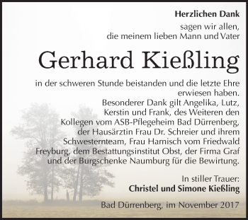 Traueranzeige von Gerhard Kießling von Mitteldeutsche Zeitung Merseburg/Querfurt