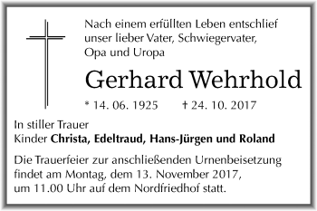 Traueranzeige von Gerhard Wehrhold von Mitteldeutsche Zeitung Halle/Saalkreis