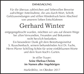 Traueranzeige von Gerhard Winter von WVG - Wochenspiegel NMB / WSF / ZTZ
