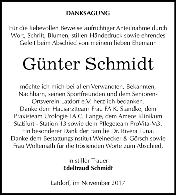 Traueranzeige von Günter Schmidt von Mitteldeutsche Zeitung Bernburg
