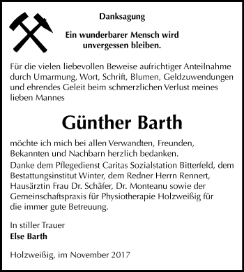 Traueranzeige von Günther Barth von Mitteldeutsche Zeitung Bitterfeld
