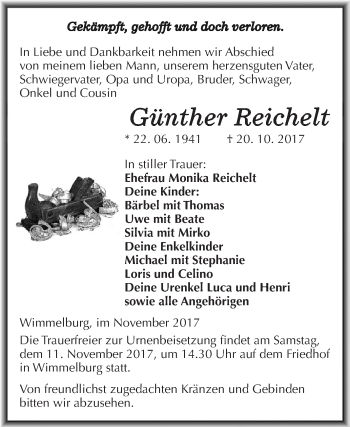 Traueranzeige von Günther Reichelt von Super Sonntag SGH Mansf. Land