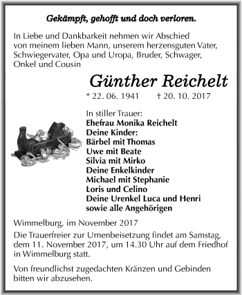 Traueranzeige von Günther Reichelt von Mitteldeutsche Zeitung