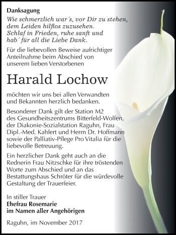 Traueranzeige von Harald Lochow von Mitteldeutsche Zeitung Bitterfeld