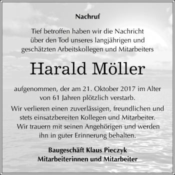 Traueranzeige von Harald Möller von Mitteldeutsche Zeitung Dessau-Roßlau