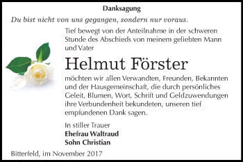 Traueranzeige von Helmut Förster von Mitteldeutsche Zeitung Bitterfeld