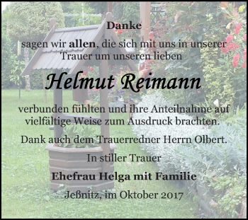 Traueranzeige von Helmut Reimann von Mitteldeutsche Zeitung Bitterfeld