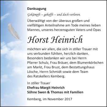 Traueranzeige von Horst Heinrich von Mitteldeutsche Zeitung