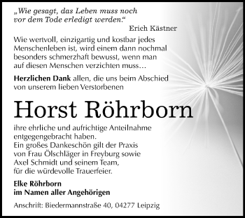 Traueranzeige von Horst Röhrborn von Mitteldeutsche Zeitung