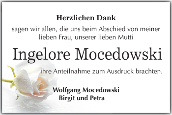 Traueranzeige von Ingelore Mocedowski von Mitteldeutsche Zeitung Merseburg/Querfurt