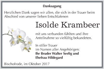 Traueranzeige von Isolde Krambeer von Mitteldeutsche Zeitung