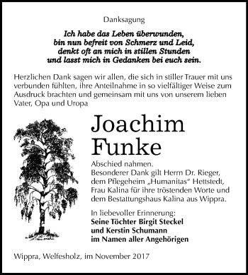 Traueranzeige von Joachim Funke von Mitteldeutsche Zeitung