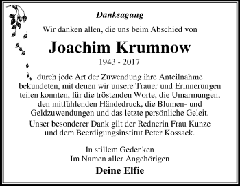 Traueranzeige von Joachim Krumnow von Mitteldeutsche Zeitung Dessau-Roßlau