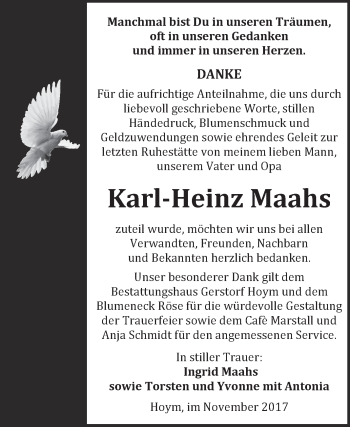 Traueranzeige von Karl-Heinz Maahs von Super Sonntag Aschersleben