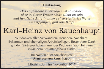 Traueranzeige von Karl-Heinz von Rauchhaupt von Mitteldeutsche Zeitung Halle/Saalkreis