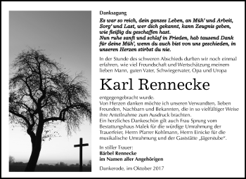 Traueranzeige von Karl Rennecke von Mitteldeutsche Zeitung