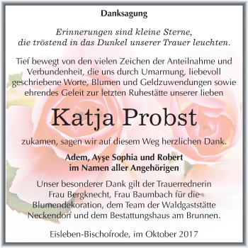 Traueranzeige von Katja Probst von Mitteldeutsche Zeitung