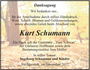 Traueranzeige von Kurt Schumann von Super Sonntag Aschersleben