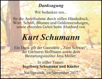 Traueranzeige von Kurt Schumann von Mitteldeutsche Zeitung Aschersleben