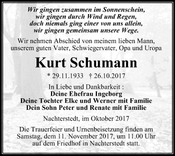 Traueranzeige von Kurt Schumann von Mitteldeutsche Zeitung Aschersleben