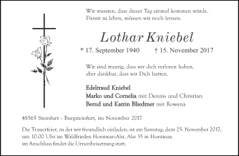 Traueranzeige von Lothar Kniebel von Mitteldeutsche Zeitung Halle/Saalkreis