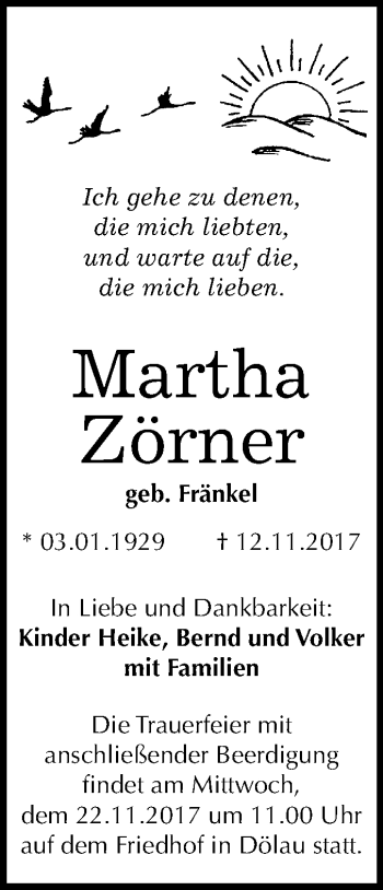 Traueranzeige von Martha Martha von Mitteldeutsche Zeitung Halle/Saalkreis