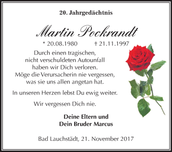 Traueranzeige von Martin Pockrandt von Mitteldeutsche Zeitung Merseburg/Querfurt