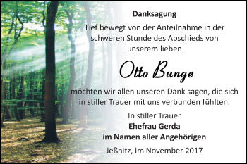 Traueranzeige von Otto Bunge von Mitteldeutsche Zeitung Bitterfeld