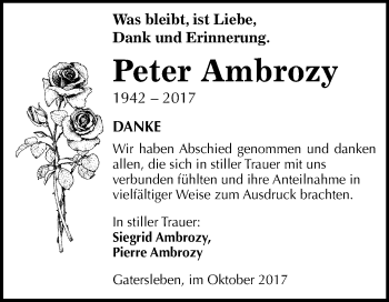 Traueranzeige von Peter Ambrozy von Mitteldeutsche Zeitung Aschersleben