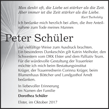 Traueranzeige von Peter Schüler von WVG - Wochenspiegel Wittenberg