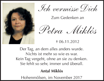 Traueranzeige von Petra Miklós von Mitteldeutsche Zeitung Weißenfels