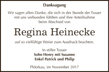 Traueranzeige von Regina Heinecke von Super Sonntag Bernburg