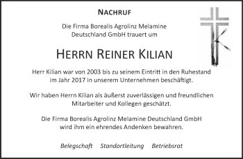 Traueranzeige von Reiner Kilian von Super Sonntag Wittenberg