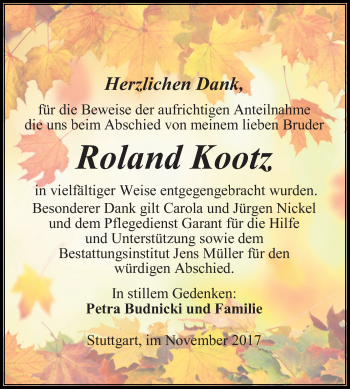 Traueranzeige von Roland Kootz von Mitteldeutsche Zeitung Aschersleben