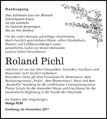 Traueranzeige von Roland Pichl von Mitteldeutsche Zeitung