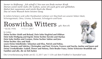 Traueranzeige von Roswitha Witters von Mitteldeutsche Zeitung