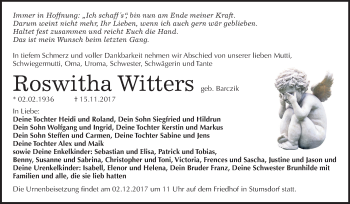 Traueranzeige von Roswitha Witters von Mitteldeutsche Zeitung Bitterfeld