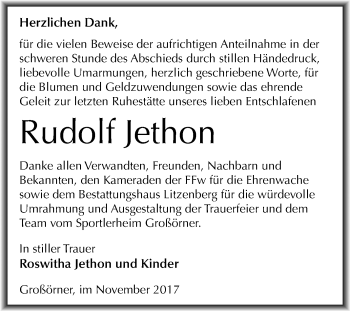 Traueranzeige von Rudolf Jethon von Mitteldeutsche Zeitung