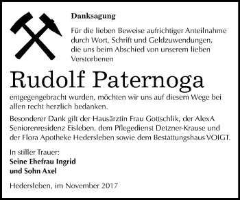 Traueranzeige von Rudolf Paternoga von Mitteldeutsche Zeitung