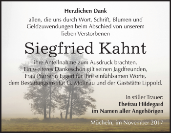 Traueranzeige von Siegfried Kahnt von Mitteldeutsche Zeitung Merseburg/Querfurt