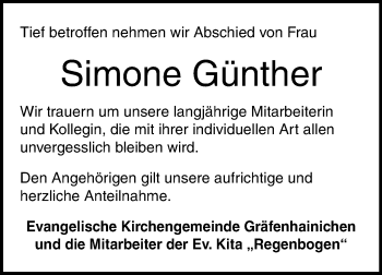 Traueranzeige von Simone Günther von Mitteldeutsche Zeitung