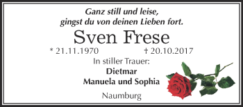 Traueranzeige von Sven Frese von WVG - Wochenspiegel NMB / WSF / ZTZ