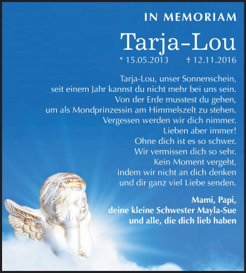 Traueranzeige von Tarja-Lou  von Mitteldeutsche Zeitung