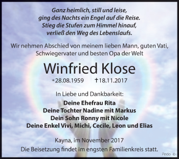Traueranzeige von Winfried Klose von Mitteldeutsche Zeitung Zeitz