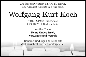 Traueranzeige von Wolfgang Kurt Koch von Mitteldeutsche Zeitung Halle/Saalkreis