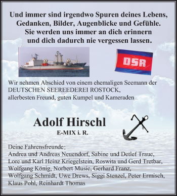Traueranzeige von Adolf Hirschl von Mitteldeutsche Zeitung