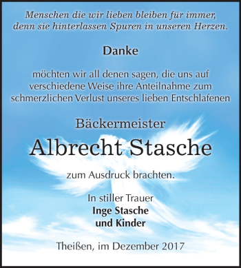 Traueranzeige von Albrecht Stasche von Mitteldeutsche Zeitung Zeitz