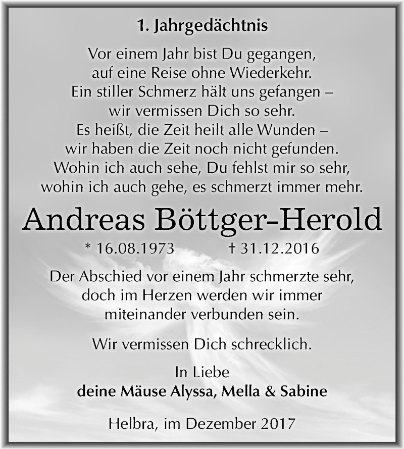  Traueranzeige für Andreas Böttger-Herold vom 30.12.2017 aus Mitteldeutsche Zeitung