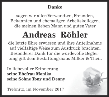 Traueranzeige von Andreas Röhler von Super Sonntag Zeitz