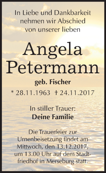 Traueranzeige von Angela Petermann von Mitteldeutsche Zeitung